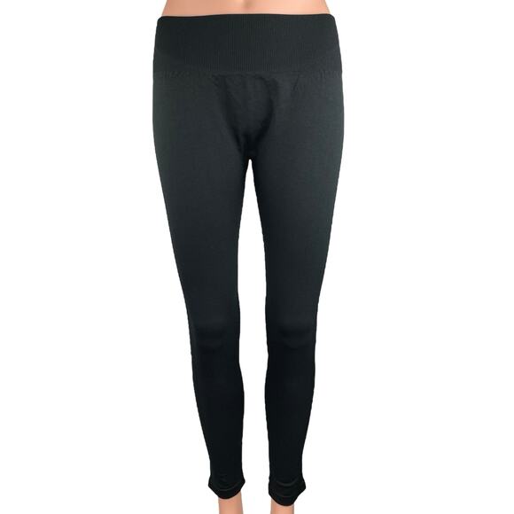 House ID Black Mid Rise Ruched Back Pull On Running Athletic Leggings Size M - Picture 1 of 4